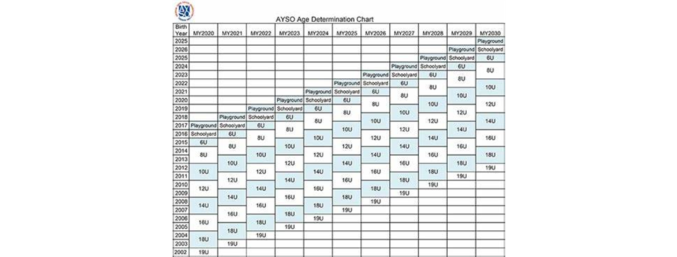 AYSO AGE DIVISION BREAKDOWN FOR MY2025